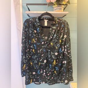 Anna Glover x H&M Black Floral Blouse – Size Medium